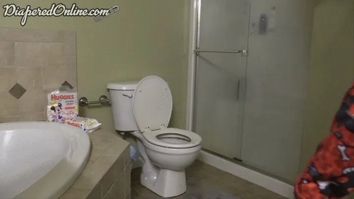 Samara - Diaper Messing on Toilet