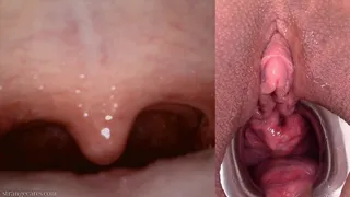 examine my mouth and pussy while I cum