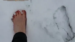 Socks and Soles get a Snow Day Outing! Watch my Bare Feet Leave Spread Toe Footprints... Brrr! Lower Resolution Version