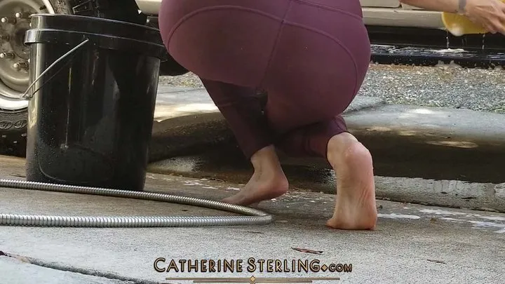 0078 Being Barefoot at the Carwash Causes Catherine Sterling Distraction - Watch Close Up POV as Soft Soles get Soaked in Suds! Wet Wrinkled Feet!