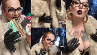 Marlboro Red Menthol 100s - My cigarettes collection - Puffs in your face, Deep Inhales, Smoke rings, Multiple pumps, Puffs, Fur coat, Leather pants and gloves, Black lipstick, Hair tied back