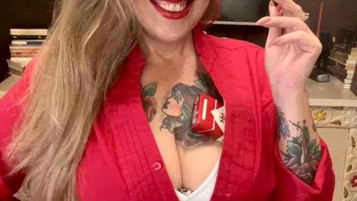 Available on PPV Special Lady Marlboro reds 100s USA - Power Smoking - Deep Inhales, Smoke rings, Triple pumps, Triple Puffs, Long drag, Nose exhales, Puffs in your face, Cough, Crush, Sneakers, Red lipstick, Long Hair, Makeup