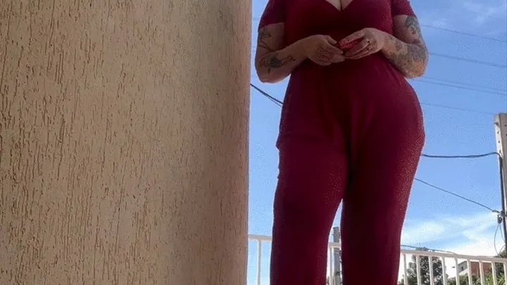 Outdoor Crush - Red Jumpsuit - High Heels - Red Lipstick