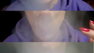Pov- Close-up - Marlboro 100s - Open mouth Inhales and open mouth exhales - Coughing