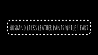 Leather licking with scent of farts