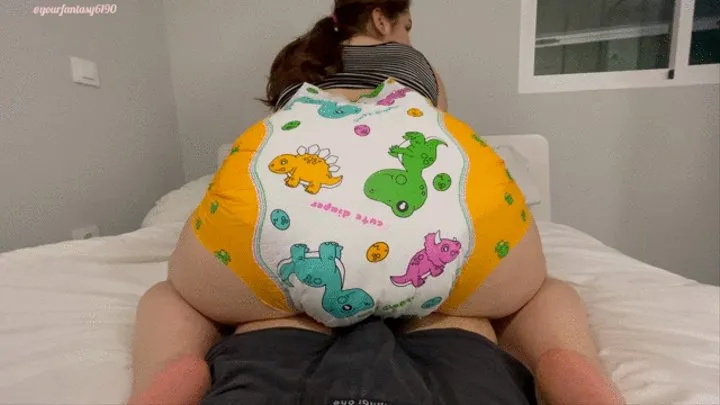 Diaper farting on dick