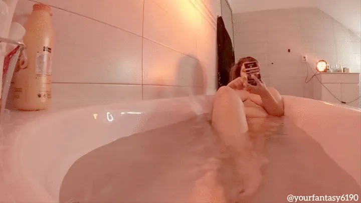 Sexy smoker masturbates in bathtub