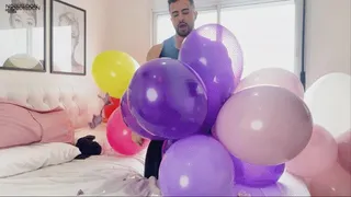 Loonerboy play with legging and cluster balloons