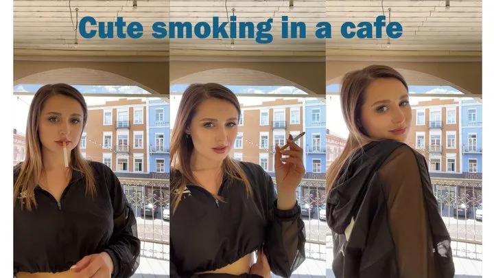 Cute cafe with a cute smoking girl