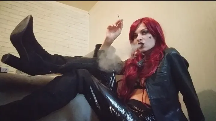 Goth girl ChainSmoking