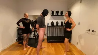 Brutal double Ball busting and laughing