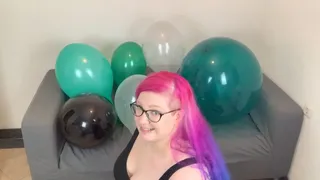 Arranging my couch with balloons