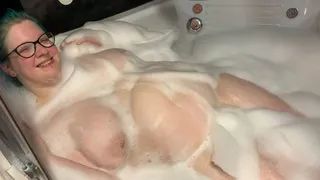 Relaxing in a bubble bath