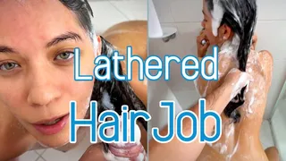 soapy hairjob and fuck