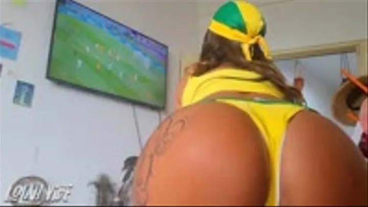 Brunette farting while watching Brazil's soccer game in the world cup!