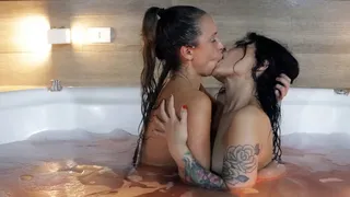 Mia and Venus kissing in the bathtub (PART 02)