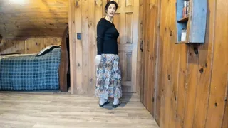 flexible teacher in skirt