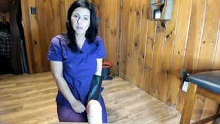 nurse in gloves scrubs you inside and out pov