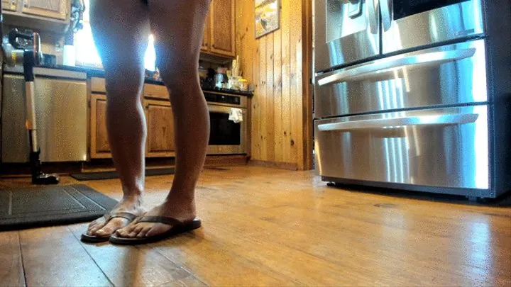 cleaning in flipflops