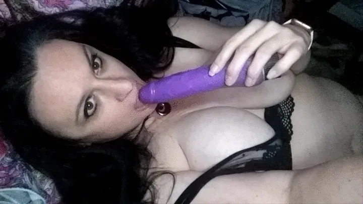 Purple dildo BJ practice session lots of boobs!