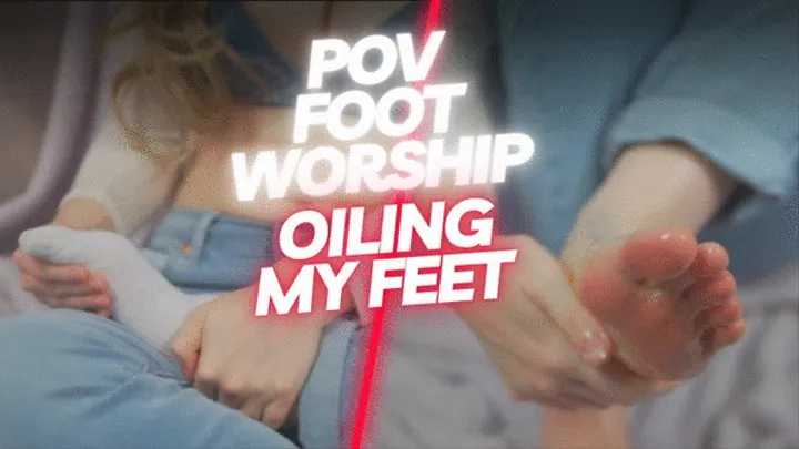 POV foot worship socks oiling my feet