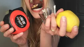 Mouth measurement lemon q-tip shot glass chocolate
