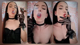 Sensual cigar smoking