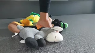 Eeyore, goofy and tweety are getting trampled stomped and jumped on with barefeet
