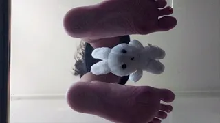 Sandra's Barefoot under glass crushing little tinies and pluchies PART1