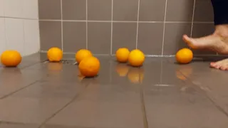 Sandra is crushing even more oranges with her sexy bare feet Part 2