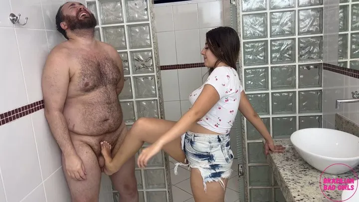 Ballbusting in the bathroom by Paulina