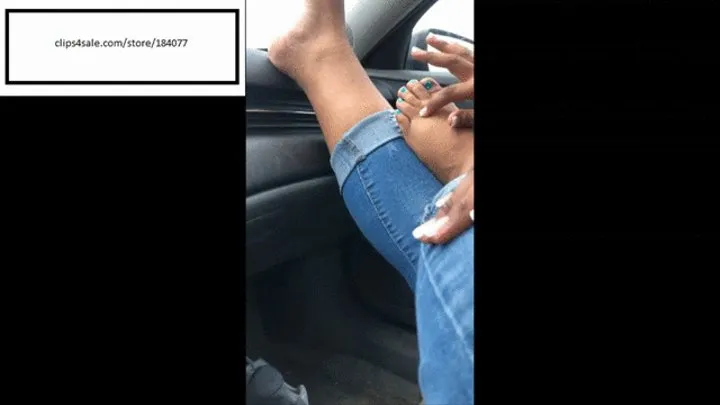 Delicious Slips off her shoes in the car