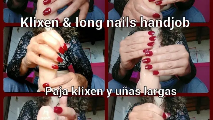 Klixen handjob with long red nails - hands fetish - nails fetish