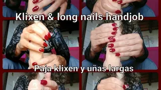 Klixen handjob with long red nails - hands fetish - nails fetish