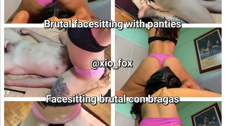 Brutal facesitting with pink satin underwear