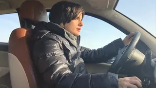 my friend drives her car back and forth to show me her technique