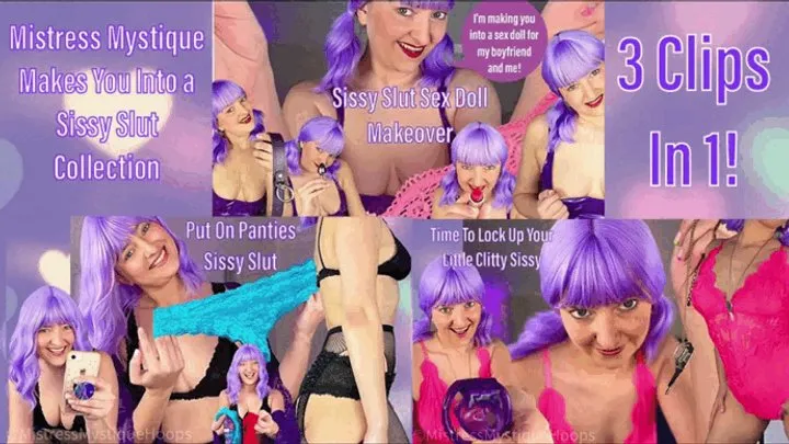 Mistress Mystique Makes You Into a Sissy Slut Collection - Makeover, Panties, and Clitty Caging - Sissification and Feminization Femdom POV