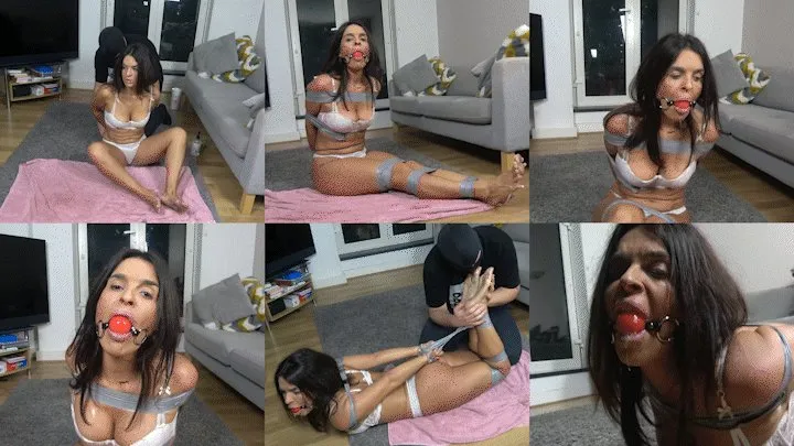 Beautiful Latina Got HOGTIED and GAGGED and Dirty Feet From The Beach Worshipped! (FHD )