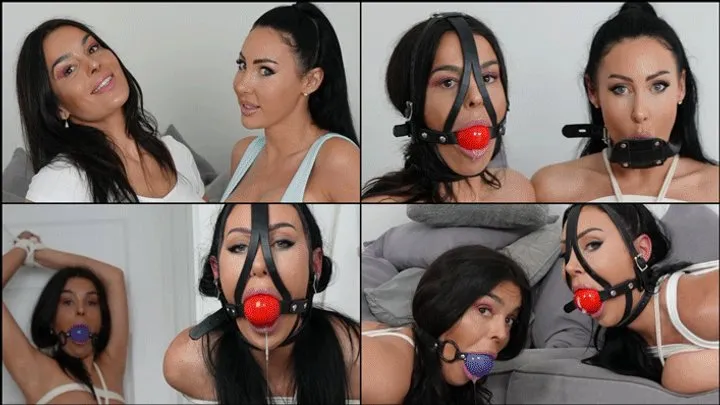 Mila & Latina's Bound Bliss: Silenced with Huge Gags, Strung Up & Drooling!