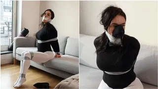 Latina's Punishment: Taped Tight, Gagged with Her Socks, and Sniffing Her Own Heel!