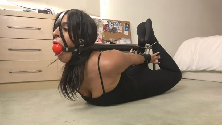 Latina in: Hogcuff Challenge with Big Harness Ballgag (21min)