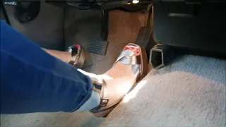 Driving silver high heels