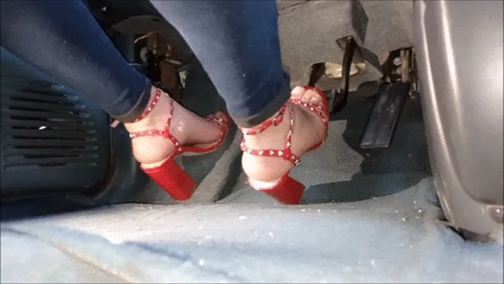 Sexy red high heels minivan