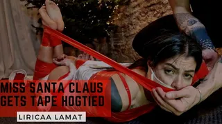 Miss Santa Claus gets tape hogtied