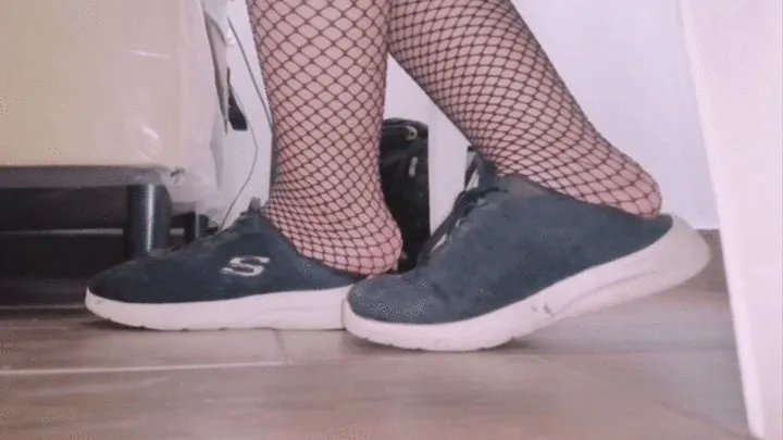 Shoeplay Pantyhose and Sneakers