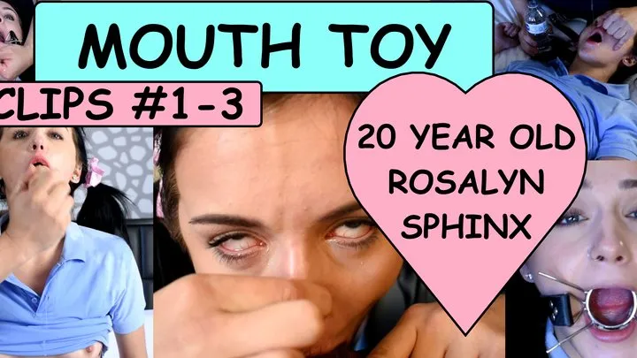 MOUTH TOY Bundle Clips #1-3 Rosalyn Sphinx eye rolling deepthroat OPEN MOUTH GAG