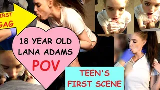 Rare Lana Adams nervous 19 year old tries porn deepthroat gags for the first time clip #1