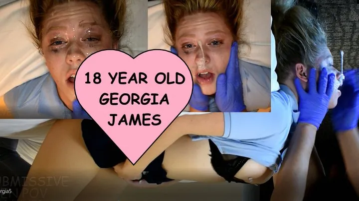 Georgia James EIGHTEEN YEARS OLD put on her back face fucked sloppy spit drool Clip #4