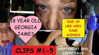 Shy 18 YEAR OLD Georgia James spits slobbers gags dirty old man cock submissive dirty talk age gap fantasy Clips #1-5