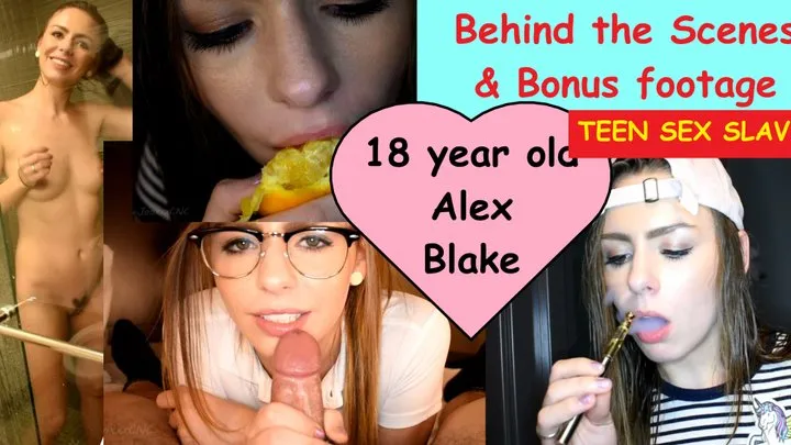 Behind the Scenes & Bonus footage of Alex Blake in Teen Slave Training Showering eating fruit drinking soda